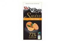 swiss chocolade 72 noir orange