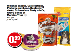 whiskas snacks catisfactions pedigree jumbone dentastix 7 stuks schmackos tasty minis gravy bones of markies trios