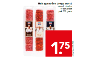 huls gesneden droge worst