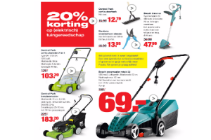 20 korting op elektrisch tuingereedschap