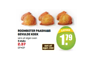 roomboter paashaas gevulde koek
