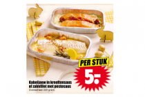 kabeljauw in kreeftensaus of zalm met pestosaus