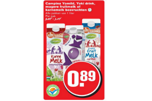 campina yomild yokidrink magere fruitmelk of karnemelk bosvruchten
