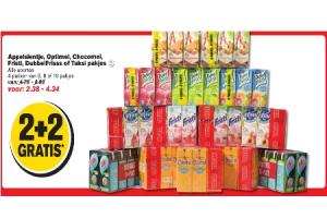 appelsientje optimel chocomel fristi dubbelfriss of taxi pakjes