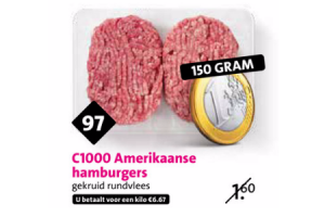 c1000 amerikaanse hamburgers