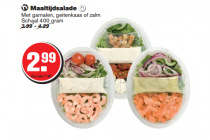 maaltijdsalade met garnalen geitenkaas of zalm