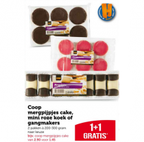 coop mergpijpjes cake mini roze koek of gangmakers