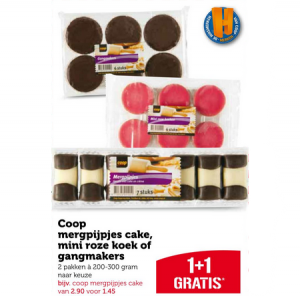 coop mergpijpjes cake mini roze koek of gangmakers