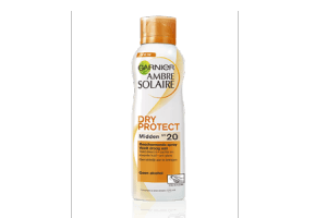 garnier ambre solaire dry protect zonnebrand spray   plakt niet en niet vet spf20