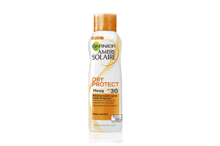 garnier ambre solaire dry protect zonnebrand spray   plakt niet en niet vet spf30