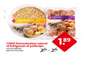 c1000 pannenkoeken naturel of lichtgezoet of poffertjes