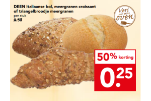 italiaanse bol meergranen croissant of triangelbroodje meergranen