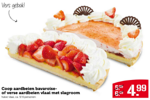 coop aarbeien bavariose  of verse aardbeien vlaai met slagroom