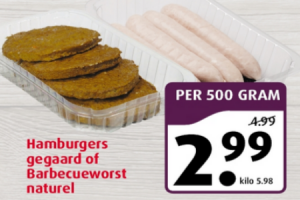 hamburgers gegaard of barbecueworst naturel
