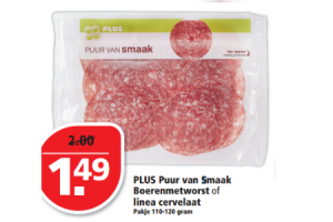 plus puur van smaak boerenmetworst of linea cervelaat