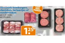 versuniek hamburgers slavinken tartaartjes of rundervinken