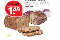 plus muesli  rozijnen  suiker  of krentenrozijnenbrood