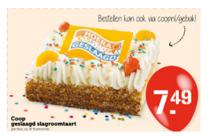 coop geslaagd slagroomtaart