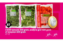 c1000 spinazie 300 gram andijvie grof 400 gram of waspeen 600 gram