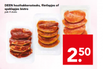 houthakkerssteaks filetlapjes of speklapjes bistro