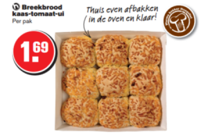 breekbrood kaas ui tomaat