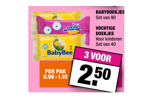 babydoekjes of vochtige doekjes