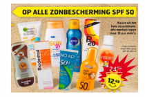 50 korting op alle zonnebrand spf 50