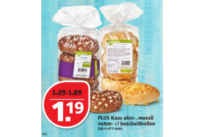 plus kaas uien  muesli noten  of beschuitbollen