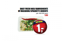 daily fresh nasibamigroente of macaronispagetti groente