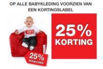 alle babykleding voorzien van een kortingslabel