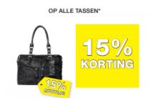 15 korting op alle tassen