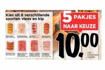 5 verschillende soorten pakjes vlees