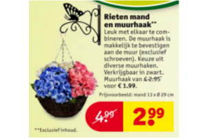 rieten mand en muurhaak