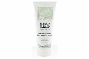 therme zen white lotus rice shower scrub