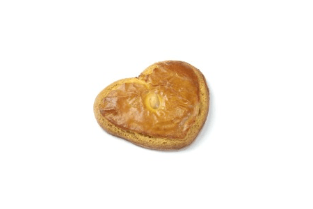korengoud gevulde koek in hartvorm