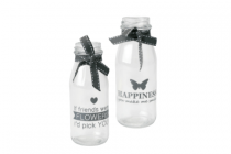 deco fles met tekst plus strik