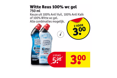 witte reus 100 wc gel 2 stuks voor euro3 