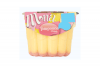 mona luchtige tompouce smaak pudding met roze glazuursaus