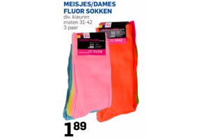 meisjesdames fluor sokken 3 paar