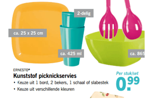 kunststof picknickservies 