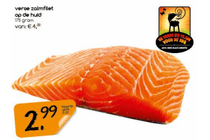verse zalmfilet op de huid