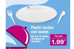 plastic borden met bestek