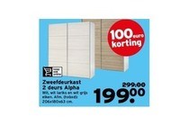 zweefdeurkast 2 deurs alpha 