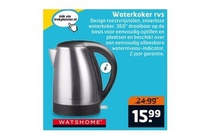 Genre Poort Vertrouwen Watshome RVS Waterkoker nu voor €15,99 - Beste.nl