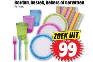 borden bestek bekers of servetten