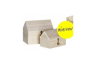 houten doosjes set van 2 huisjes