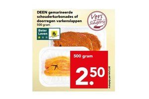 deen gemarineerde schouderkarbonades of doorregen varkenslappen