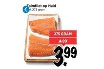 zalmfilet op huid