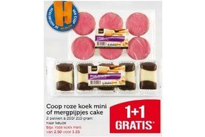 coop roze koek mini of mergpijpjes cake