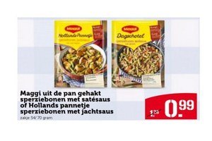 maggi uit de pan gehakt sperziebonen met sateacutesaus of hollands pannetje sperziebonen met jachtsaus